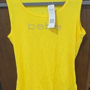 BEBE CRYSTAL LOGO JERSEY TANK TOP